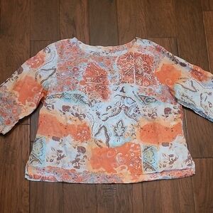 Choices women's colorful linen blend top size 2X